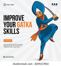 Banner design of improve your gatka skills template.