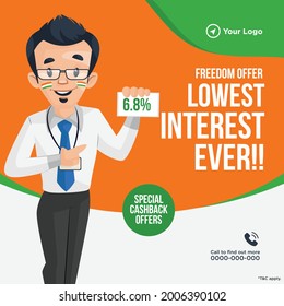Banner design of independence day offer cartoon style illustration.