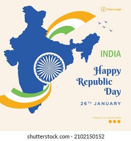 Banner design of India happy republic day template.