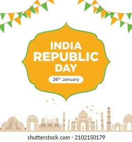 Banner design of India happy republic day template.