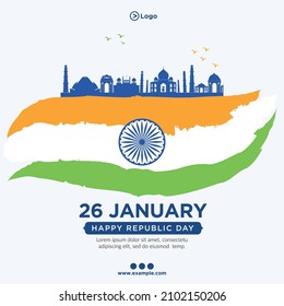 Banner design of India happy republic day template.