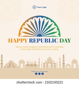 Banner design of India happy republic day template.