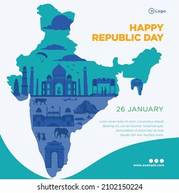 Banner design of India happy republic day template.