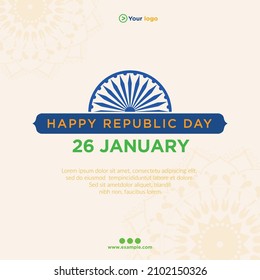 Banner design of India happy republic day template.