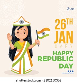 Banner design of India happy republic day template.