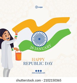 Banner design of India happy republic day template.