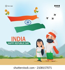 Banner design of India happy republic day template.