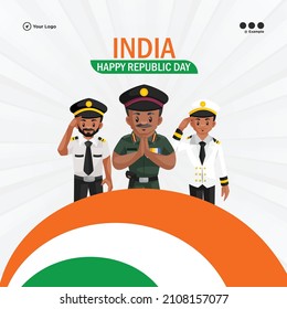 Banner design of India happy republic day template.