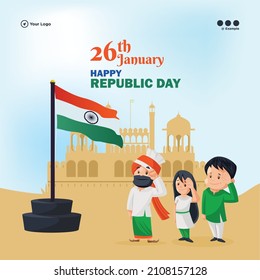 Banner design of India happy republic day template.