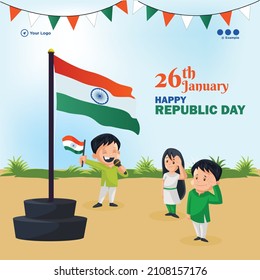 Banner design of India happy republic day template.