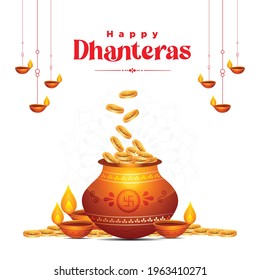  Banner design of Indian festival dhanteras template. Vector graphic illustration.