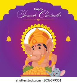 Banner design of Indian festival Happy Ganesh Chaturthi template.