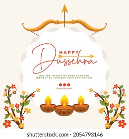 Banner Design Of Indian Festival Happy Dussehra Template.