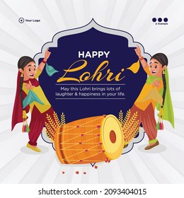 Banner design of Indian festival happy lohri template.