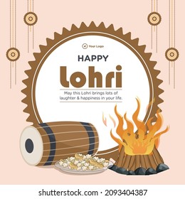 Banner design of Indian festival happy lohri template.