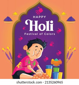 Banner design of Indian festival happy Holi festival of colors template.