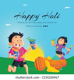 Banner design of Indian festival happy Holi festival of colors template.