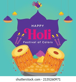 Banner design of Indian festival happy Holi festival of colors template.