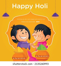 Banner design of Indian festival happy Holi festival of colors template.