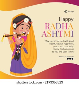 Banner design of Indian festival Happy Radha Ashtami template.