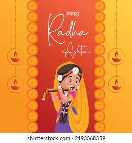 Banner design of Indian festival Happy Radha Ashtami template.