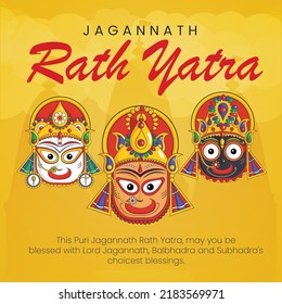 Banner design of Indian festival jagannath rath yatra template. 