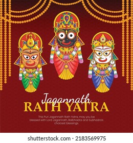 Banner design of Indian festival jagannath rath yatra template. 