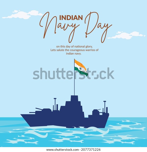 Banner design of\
Indian Navy Day\
template.