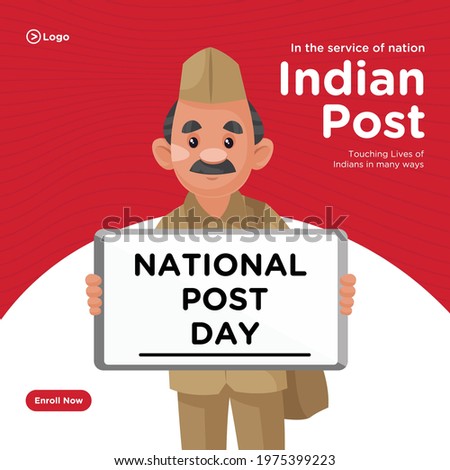 Banner design of indian post service cartoon style template.