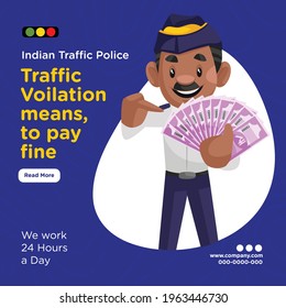 Banner design of indian traffic police template. Vector graphic illustration.