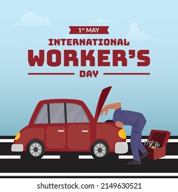 Banner design of international worker's day template.