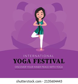 Banner design of international yoga day festival template.