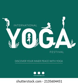 Banner design of international yoga day festival template.