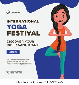 Banner design of international yoga festival template.