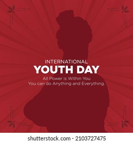 Banner design of international youth day cartoon style template. 