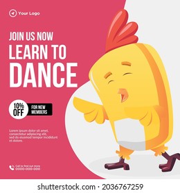 Banner design of join us now learn to dance template.