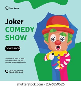Banner design of joker comedy show cartoon style illustration.