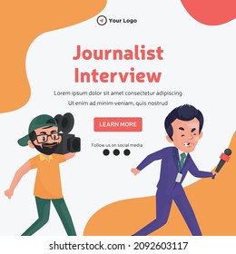 Banner design of journalist interview template.