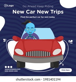 Banner design of keep riding new car new trips template.