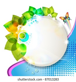 Banner design with leaf and butterfly