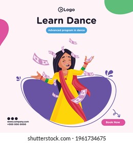 Banner design of learn dance cartoon style illustration.