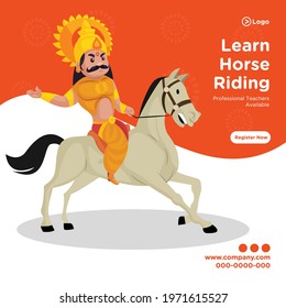 Banner design of learn professional horse riding. Vector graphic illustration.