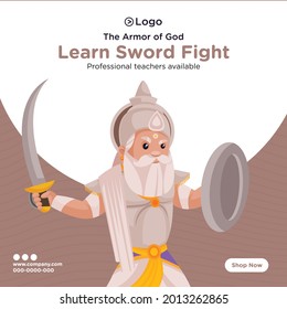 Banner design of learn sword fight professional teacher available.