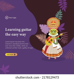 Banner design of learning guitar the easy way template.