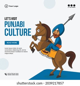 Banner design of let's visit Punjabi culture template.