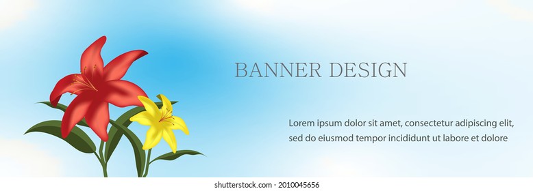 banner design lily red and yellow template graphics