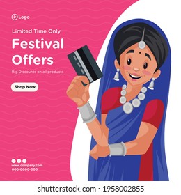 Banner design of limited time only festival offers. Vector graphic illustration.