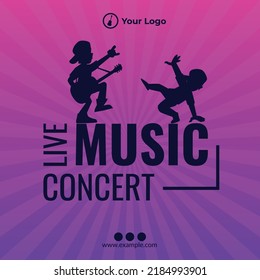 Banner design of live music concert template.