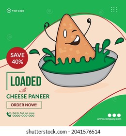 Banner design of loaded with cheese paneer template.