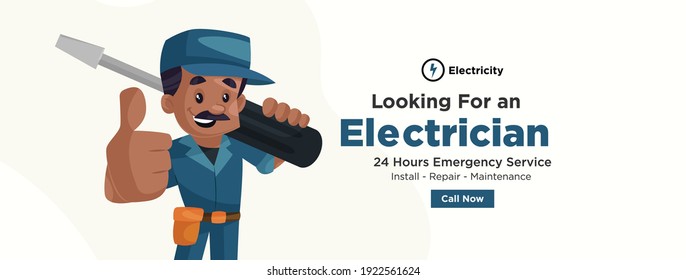 Banner design of looking for an electrician. Vector graphic illustration. 